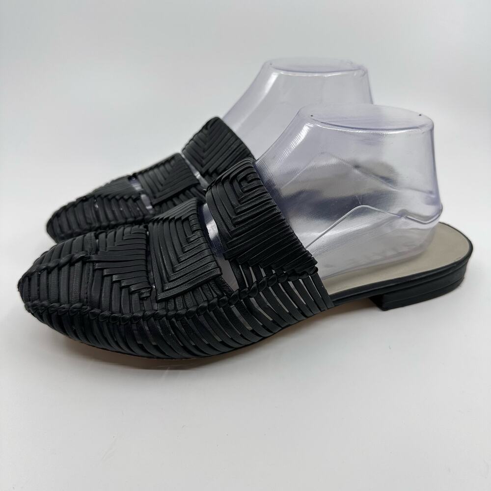 1.State Syre Woven Flats Mule Womens US9 Black Pointed Toe Leather Office Work - Picture 4 of 6
